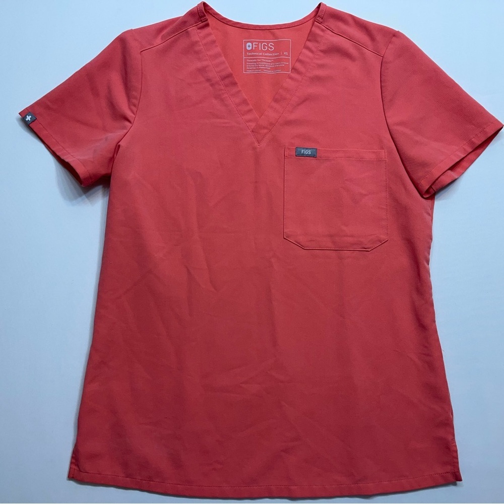 Figs Catarina One-Pocket Scrub Top Womens Size XS Pink V Neck FW1000 PO 1758